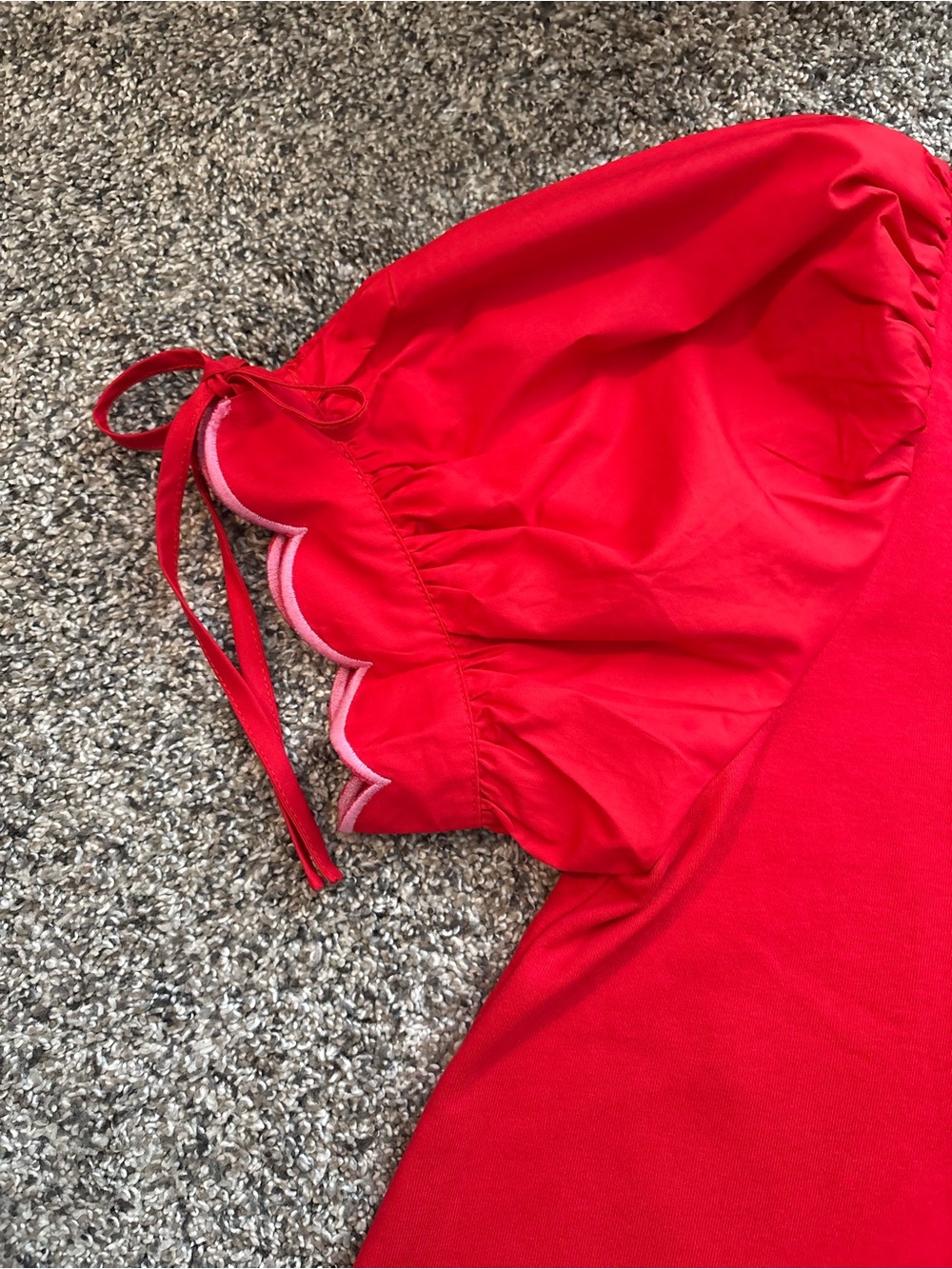 Red Scallop Sleeve Women's Blouse